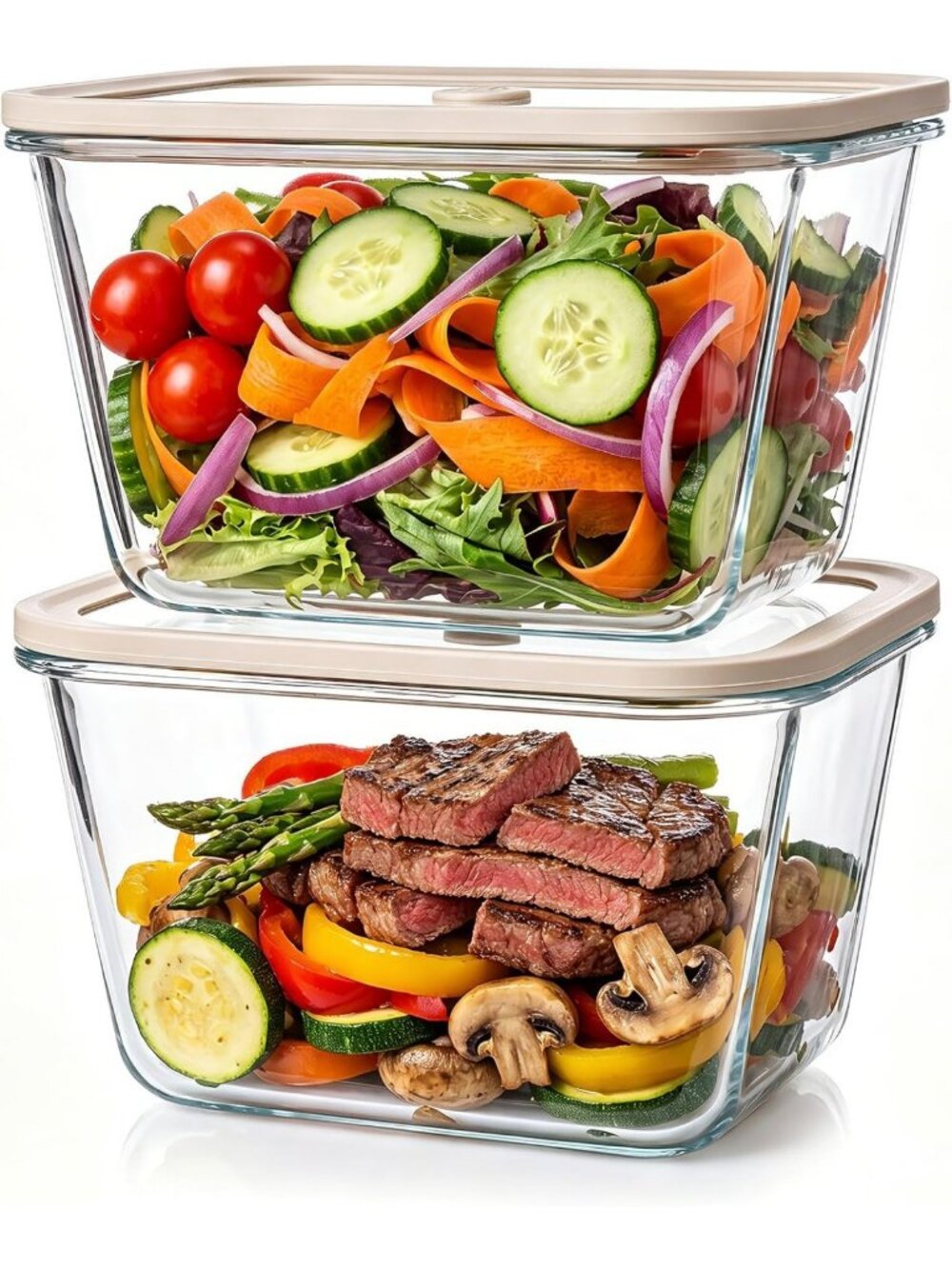 2 Pack Large 82oz Glass Food Storage Containers with Airtight Lids - BPA-Free